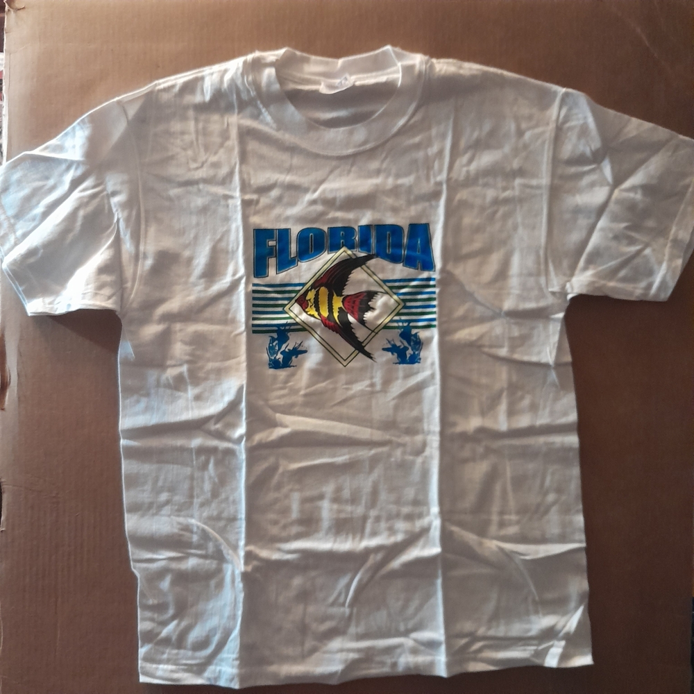 White Florida Graphic T-Shirt 1990s Souvenir Hanes Beefy T